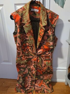Psychedelic RIVIR Floral Button Vest Sz Medium